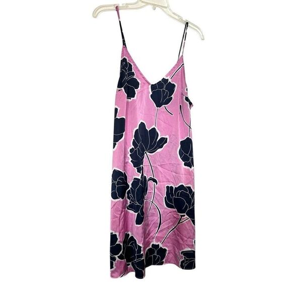 Stars Above Floral Spaghetti Strap Nightgown Slip Dress Pink Navy Medium - Picture 1 of 5